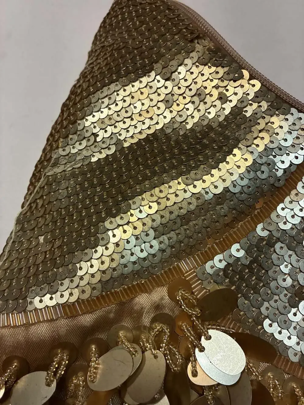 PREZZO DIVISION OF Y&S Gold Sequin Beaded Flaky Handbag Shoulder Purse